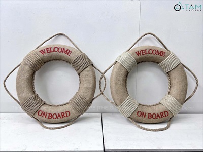 Phao cứu sinh decor chữ welcome vải bố [Mộc mạc - ĐK47cm] PHAOCUUSINH-03